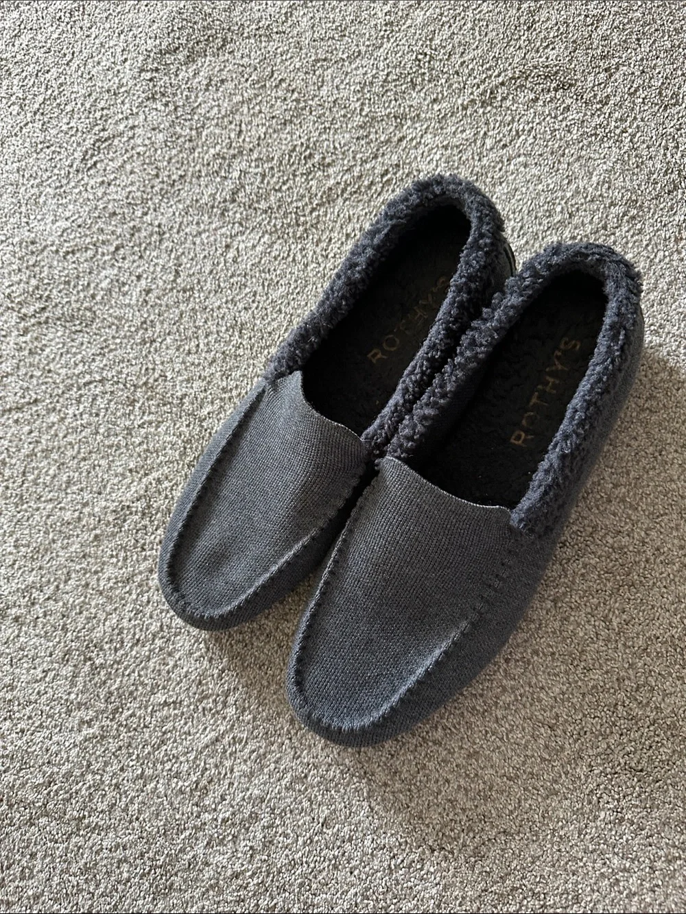 Rothy's Men's Charcoal Black Knit Slip-On Loafers/slippers size 11